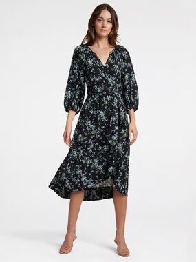 Ever New Maya Frill Wrap Midi Dress Size 2 NWT